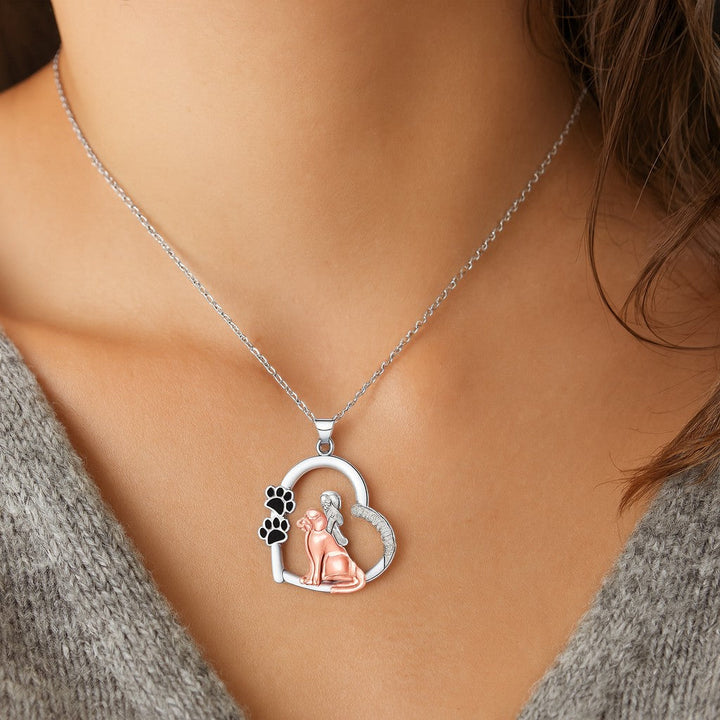 DOG AND GIRL HEART NECKLACE
